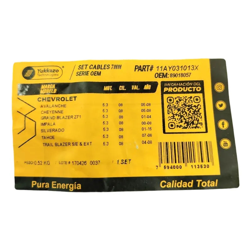 Cables Bujia Silverado Tahoe Avalanche 5.3 Cheyenne Original