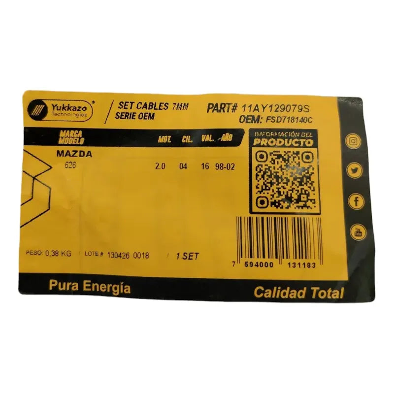 Cables Bujias Mazda 626 4cil 2.0 98-02 Original