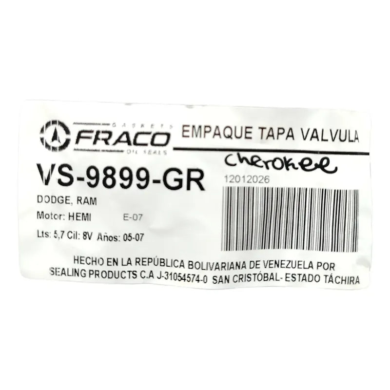 Empacadura Tapa Valvula Grand Cherokee 5.7 Dodge Ram Hemi