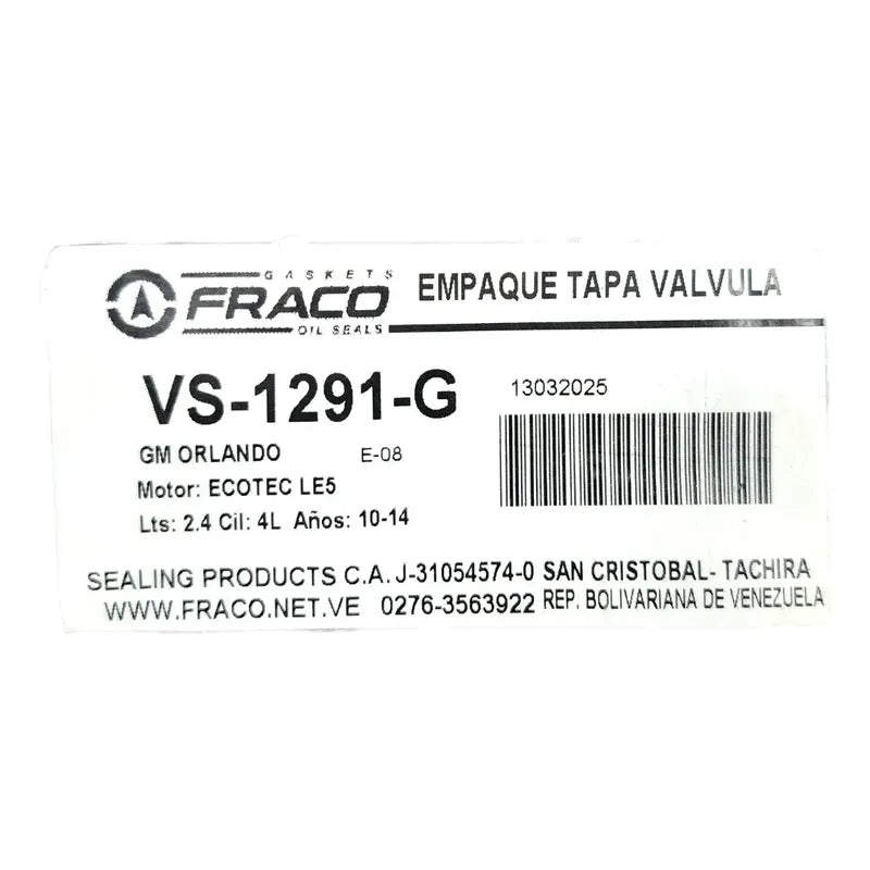 Empacadura Tapa Valvula Chevrolet Orlando 2.4 2010-2014
