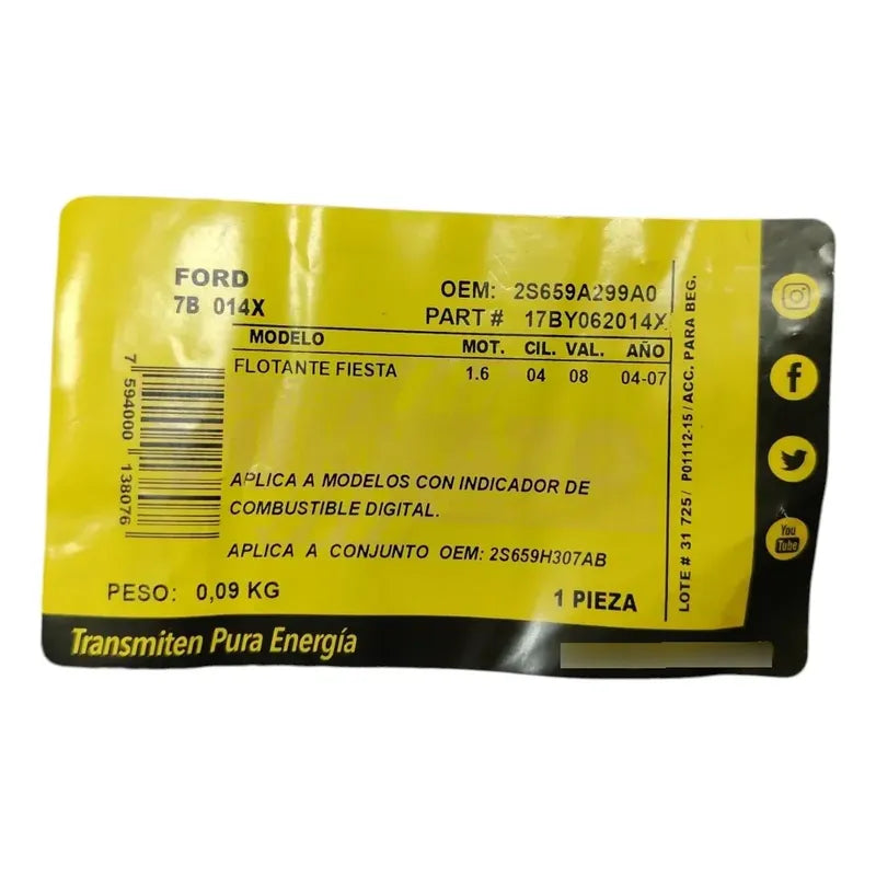 Flotante Gasolina Fiesta Ford Fiesta Power Max Move Medidor