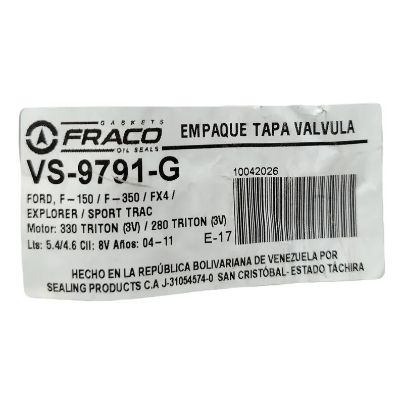 Empacadura Tapa Válvula Explorer Spor Trac Triton Fx4 3v