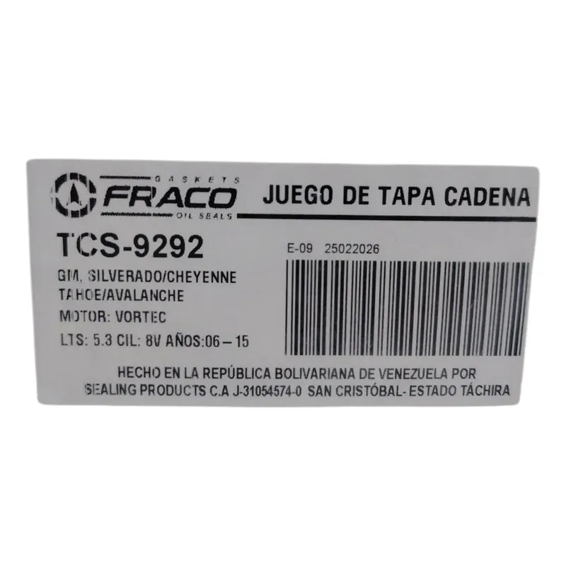 Empacadura Tapa Cadena Delantera Silverado Tahoe Avalancha