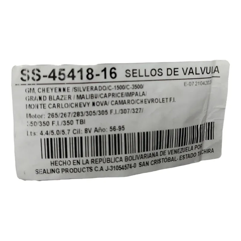 Gomas Valvulas Chevrolet Grand Blazer 305 350 Tbi 8v 90-95